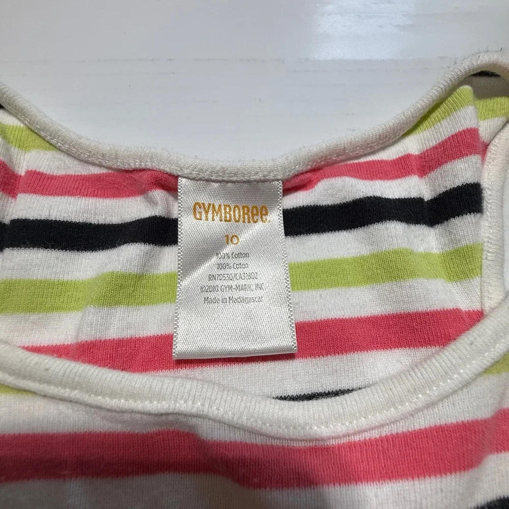 Gymboree Girls Pink Corduroy Floral Pants and Striped Tank Top Set Size 10